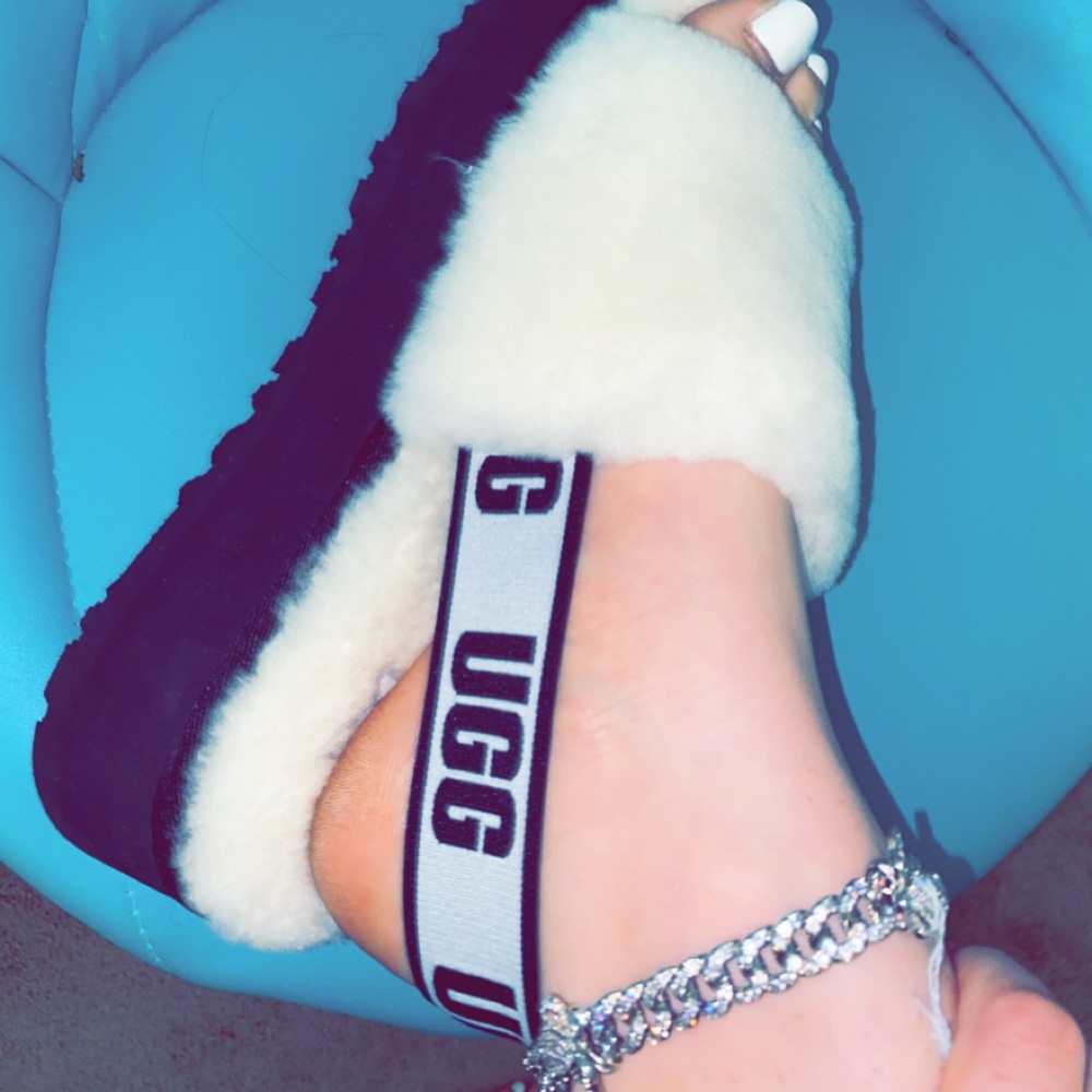 White Platform Ugg Disco Slides